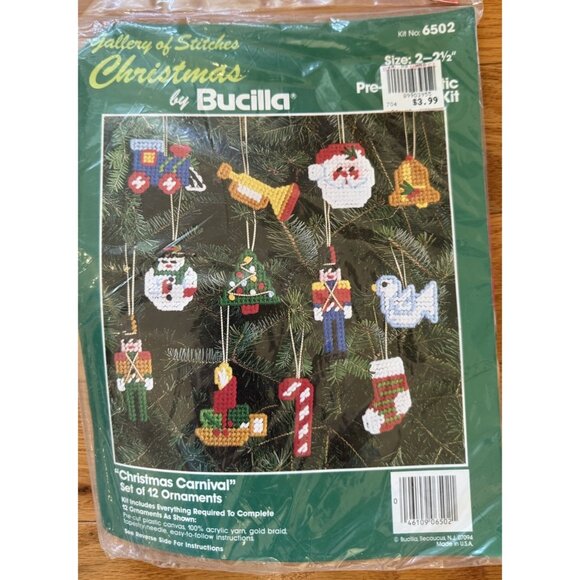NEW Bucilla Canvas Kit 6502 Gallery of Stitches Christmas Carnival Ornaments - Picture 1 of 8